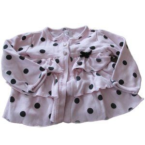 Carters Pullover Ruffle Shirt Infant Girls 9M Pink Brown Polka‎ Dot Long Sleeve